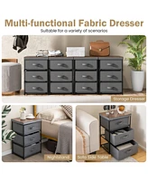 Gymax 2PCS 3 Drawers Dresser Fabric Storage Tower Organizer Unit Tall Nightstand Side Table