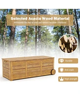 Sugift Rolling Patio Deck Box with 2 Wheels and Side Handle for Outdoor