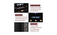 Slickblue 16-Bottle Electronic Wine Cooler with Transparent Glass Door and Display - Black Cold Rolled Steel