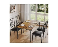 gaomon Dining Table Set for 4, Kitchen Table Set with Upholstered Bench, Dining Room Table Set for 4-6 with Cozy Cushion, 3 Piece Dining Table Set for