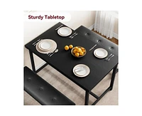 gaomon Dining Table Set for 4, Kitchen Table with 2 Upholstered Benches, 3 Piece Dining Room Table Set, Rectangular Space Saving Kitchen Table Set for