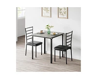 gaomon Dining Table Set for 2, 3 Piece Small Table and Chairs Set of 2, Kitchen Table Set With Pu Cushion Chairs, Kitchen and Dining Room Square Table