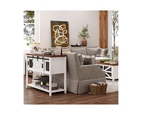 gaomon Entryway Table with Sliding Barn Doors, Adjustable & Open Shelf