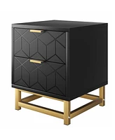 gaomon Black Nightstand, Modern 2 Drawer Dresser for Bedroom