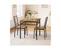 gaomon Kitchen Dining Room Table Set for 2 with Chairs, Dining Table with 2 Chairs, 3 Piece Dining Table Set, Rustic Brown