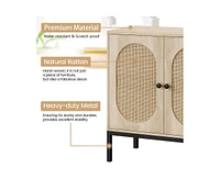 gaomon Buffet Cabinet, Rattan Storage Cabinet with Doors and Shelves, Accent Cabinet Sideboard