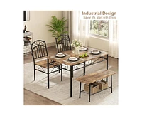 gaomon Dining Table Set for 4,Kitchen Table with Chairs Set of 4,Kitchen Table Set with 2 Chairs and Bench,4 Piece Dining Room Table Set for Small Spa