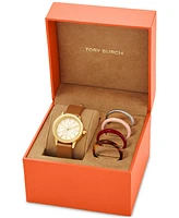 Tory Burch Women's Gigi Luggage Leather Strap Watch 28mm Interchangeable Set