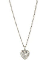 Givenchy Silver-Tone Cubic Zirconia Heart Pendant Necklace, 16" + 3" extender