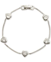 Givenchy Silver-Tone Cubic Zirconia Heart Flex Bracelet