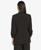 Calvin Klein Women's Mandarin Collar One-Button Blazer