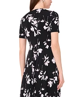 Msk Petite Floral Print Surplice Midi Dress