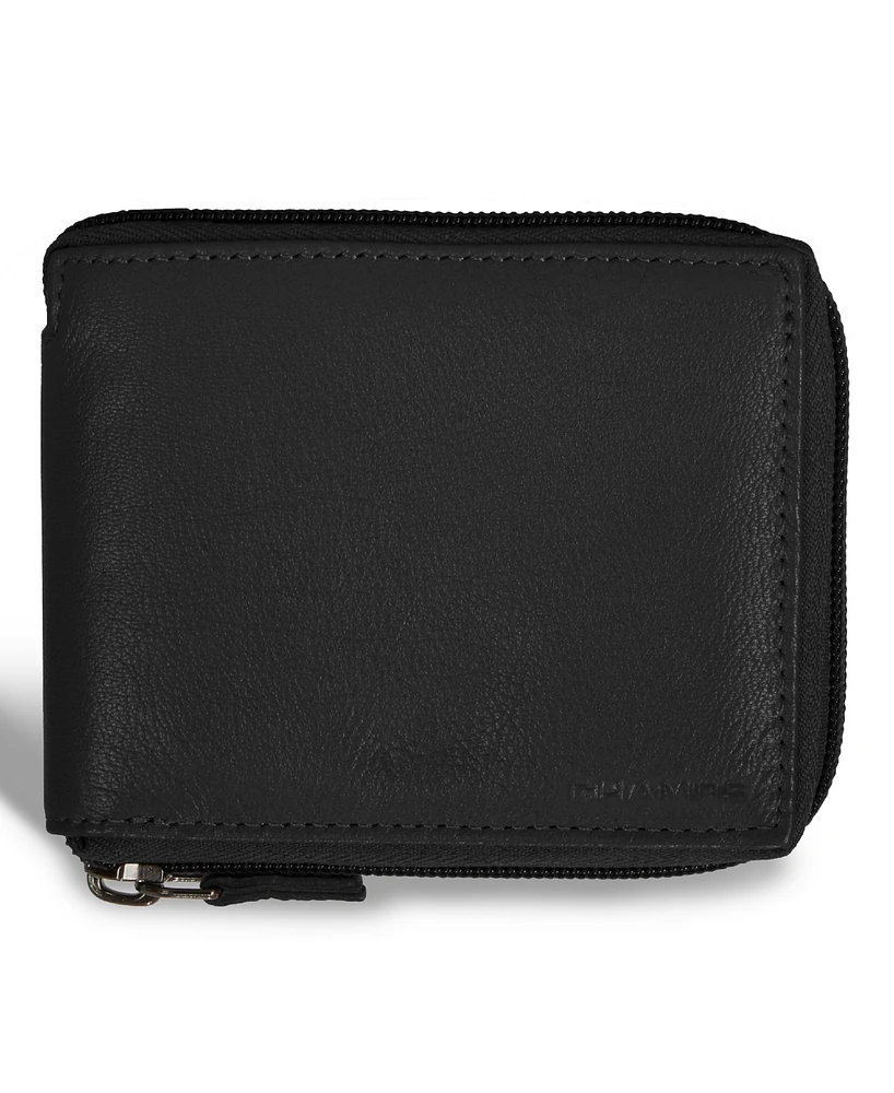 Champs Men's Onyx Collection Leather Zip Around Wallet