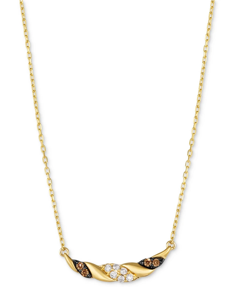 Le Vian Nude Diamond & Chocolate Diamond Swirl 19" Pendant Necklace (1/5 ct. t.w.) in 14k Gold