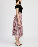 En Saison Women's Lyra Tiered Midi Skirt