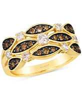 Le Vian Nude Diamond & Chocolate Diamond Triple Row Openwork Statement Ring (3/4 ct. t.w.) in 14k Gold