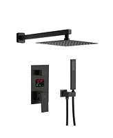 Mondawe 2 Function 10" Wall Mounted Dual Shower Heads Shower System With Water Temperature Display