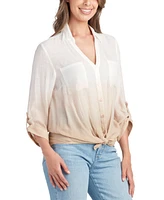 Bcx Juniors' Dip-Dye Gauze Collared Portofino Top