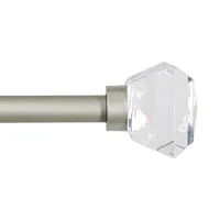 Kenney Clarissa 1-Inch Premium Decorative Curtain Rod in Brushed Nickel with Diamond Finials