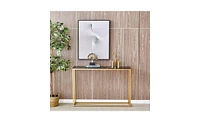 Slickblue Faux Marble Console Table for Entryway - Stylish Sofa Table with Metal Frame for Living Room