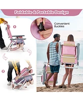 Sugift 2 Pieces Folding Backpack Beach Chair with Pillow