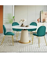 Gymax 4PCS Velvet Dining Chair Accent Leisure Armless Side Green