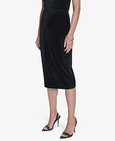 Halston Women's Velvet Pull-On Midi Skirt