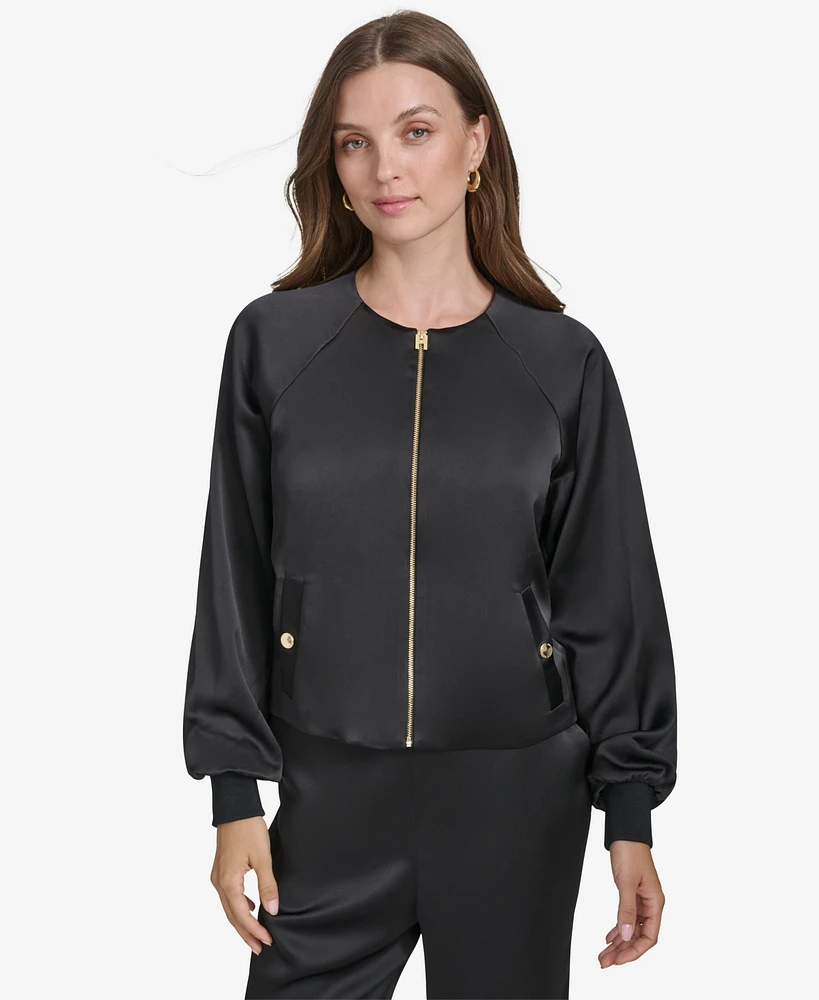 Halston Women's Satin Bomber Jacket