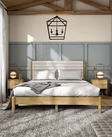Furniture of America Adin Queen Platform Bed with Boucle Upholstery