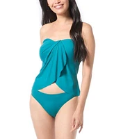 Vince Camuto Womens Strapless Draped Tankini Top Bottoms