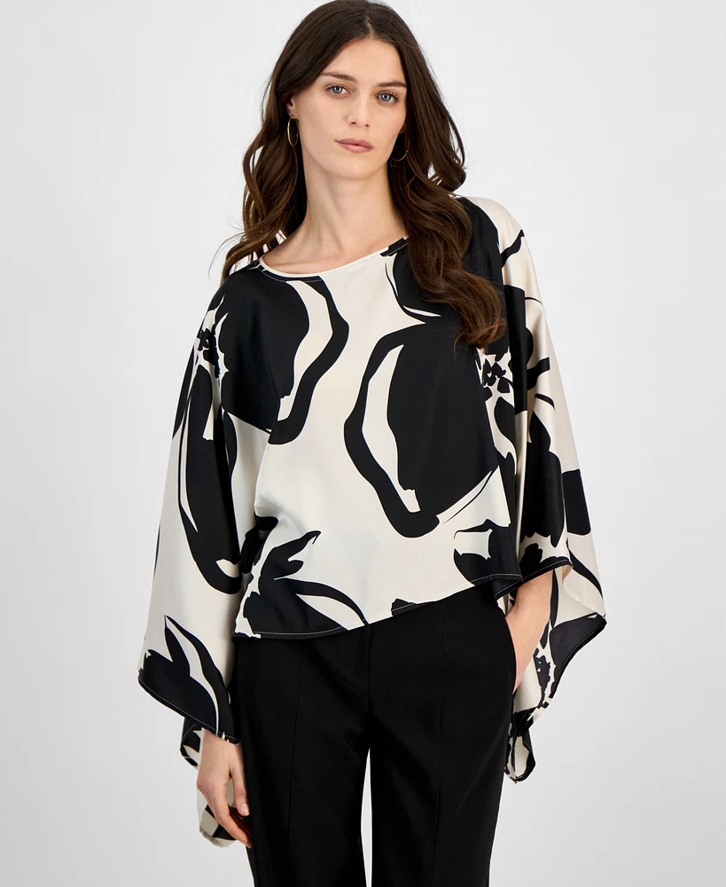 Anne Klein Women's Printed Dolman-Sleeve Cape Blouse