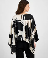 Anne Klein Women's Printed Dolman-Sleeve Cape Blouse