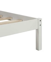 Slickblue Full Platform Bed Frame with Headboard - Wood Slat Support, No Box Spring Needed, White