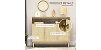 Slickblue Sideboard Buffet Cabinet with Rattan Doors for Storage and Display