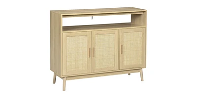 Slickblue Sideboard Buffet Cabinet with Rattan Doors for Storage and Display