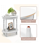 Gymax 2 Pcs 2-Tier End Table Oval Compact Sofa Side Nightstand w/ Storage Shelf