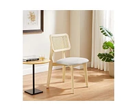 Homlux Set of 2 Rattan and Oak Dining Chairs with Ash Wood Legs includes Rubber Floor Protectors