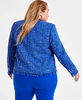 I.n.c. International Concepts Plus Size Collarless Tweed Blazer, Exclusively at Macy's