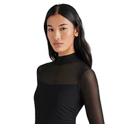 Steve Madden Women's Blare Mesh Asymmetrical-Hem Midi Dress