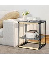 Gymax 2-tier Side End Coffee Table Square Nightstand for Living Room Bedroom