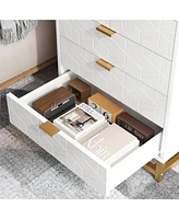 gaomon Dressers for Bedroom Drawer, Chest of Drawers with Metal Base, Modern Dresser Chest Cabinet Organizer,White