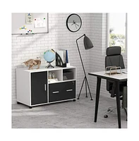 Tribesigns Modern Mobile Lateral Filing Cabinet Printer Stand Legal/Letter / A4 Size with Wheels and Storage Shelves, Large File Cabinet with Lock and