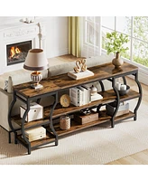 Tribesigns 63” Long 3 Tier Console Table with Storage Shelves,Entryway Table, Industrial Sofa Table Behind Couch, Entry Table