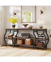 Tribesigns 63” Long 3 Tier Console Table with Storage Shelves,Entryway Table, Industrial Sofa Table Behind Couch, Entry Table