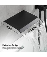 Slickblue Male Npt Tub Faucet with Hand Shower - Matte Black Waterfall Bathtub Shower System with Brass Valve