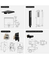 Slickblue Male Npt Tub Faucet with Hand Shower - Matte Black Waterfall Bathtub Shower System with Brass Valve