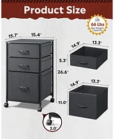 Mobile File Cabinet, Rolling Printer Stand with 3 Drawers, Fabric Vertical Filing Cabinet fits A4 or Letter Size for Home Office