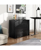 Devaise 2-Drawer Wood Lateral File Cabinet with Lock for Home Office