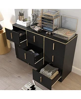 Homsee 6-Drawers Classic Wooden Dresser with Golden Handles