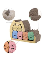 The Licker Store Kazoku 15.63" Modern Cardboard 5-in-1 Family Cat Cave Scratcher with Catnip and Pull-Out Design